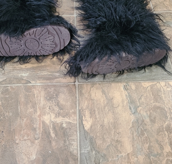 Black Furry Knee High BOOTS - Picture 2 of 5